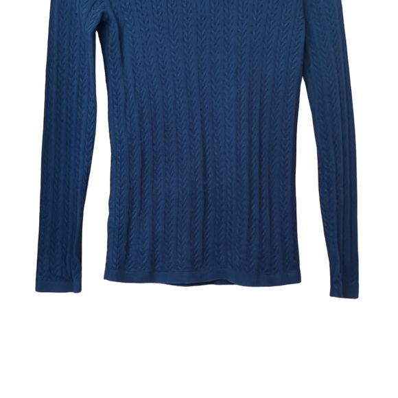 Tommy Hilfiger Women’s Cable Knit Navy Blue Scoop Neck Sweater Size SP - Picture 5 of 10